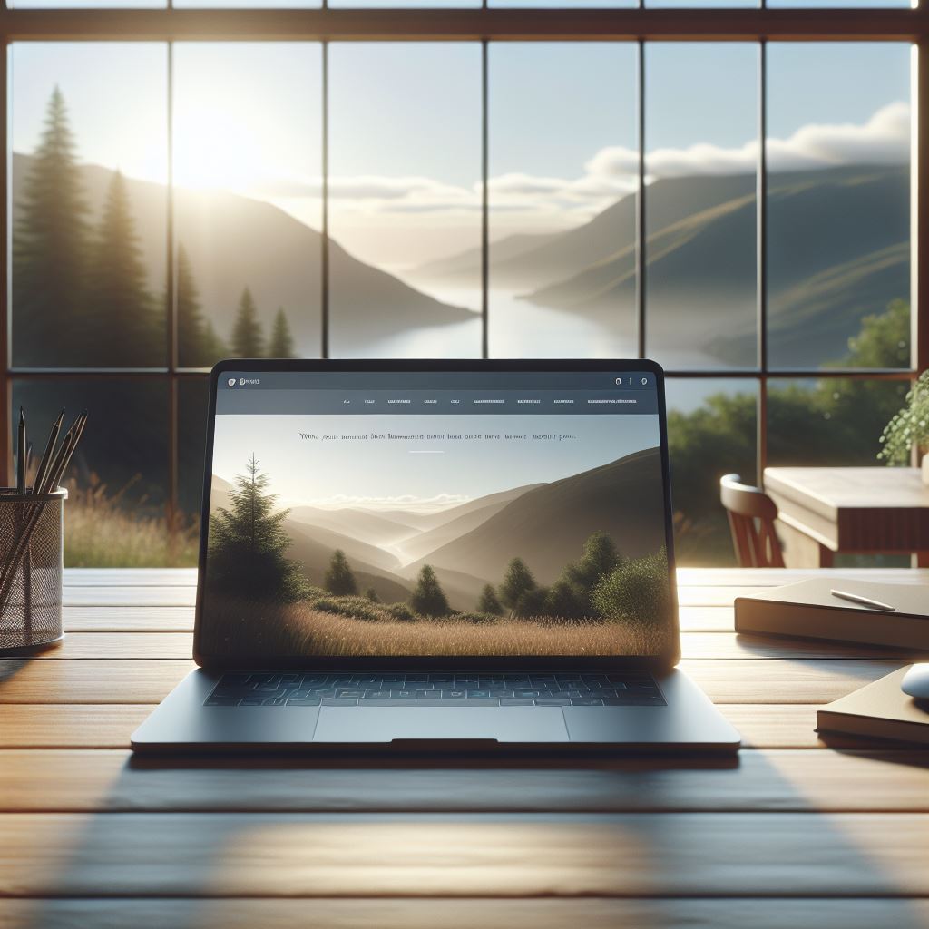 Schöne Aussicht mit Notebook
